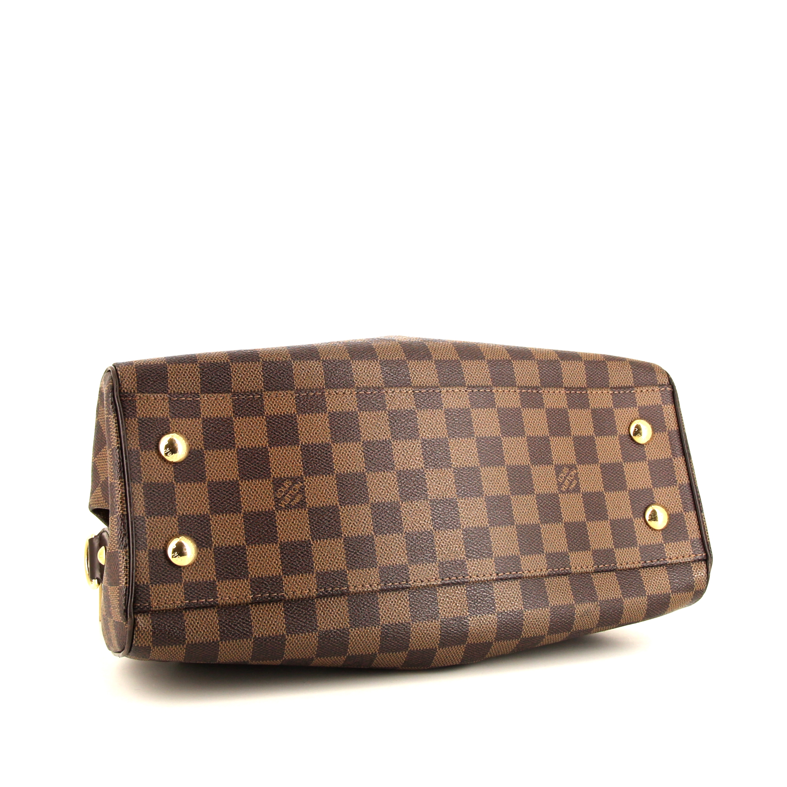 Sac à main Louis Vuitton Trevi en toile damier enduite ébène et cuir marron - Detail D5