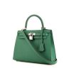 Hermes Kelly 25 cm handbag in green epsom leather - 00pp thumbnail