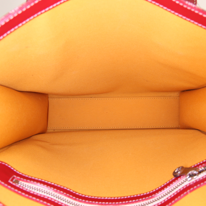 Goyard Comores shopping bag in red monogram canvas and red leather - Detail D2