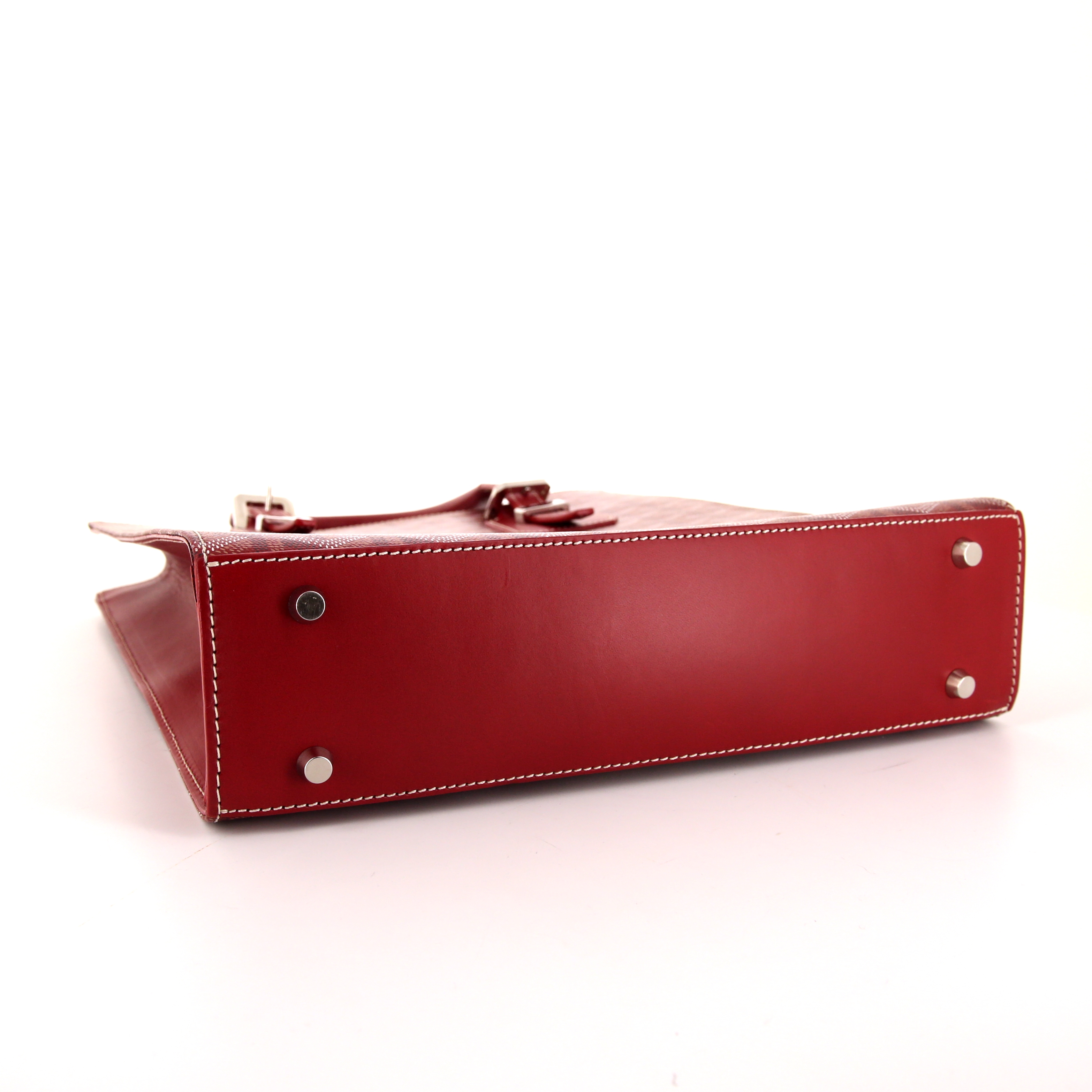 Goyard Comores shopping bag in red monogram canvas and red leather - Detail D4