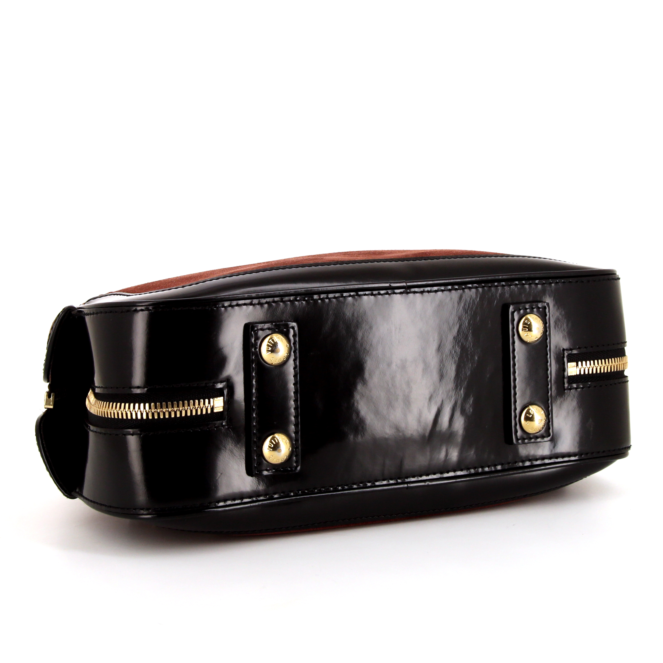 Borsa Louis Vuitton Edition Limitée Trunks & bags in camoscio marrone e pelle nera - Detail D4