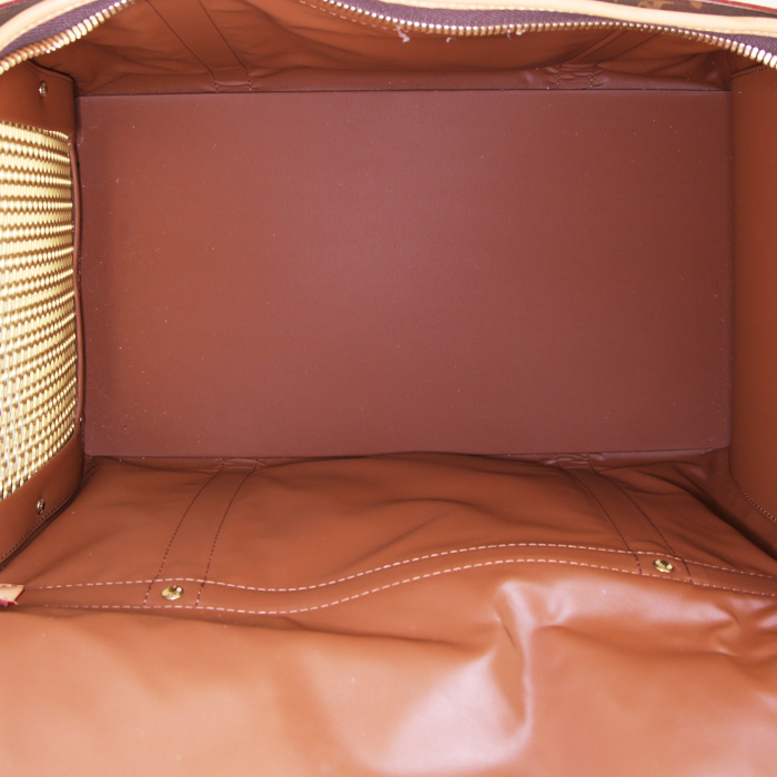 Sac de voyage Louis Vuitton Sac chien 40 en toile monogram marron et cuir naturel - Detail D2