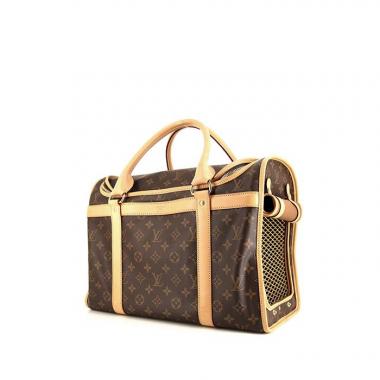 Borsa da viaggio Louis Vuitton Sac chien 40 in tela monogram marrone e pelle naturale