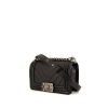 Chanel Mini Boy small model shoulder bag in black chevron quilted leather - 00pp thumbnail