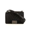 Chanel Mini Boy small model shoulder bag in black chevron quilted leather - 360 thumbnail