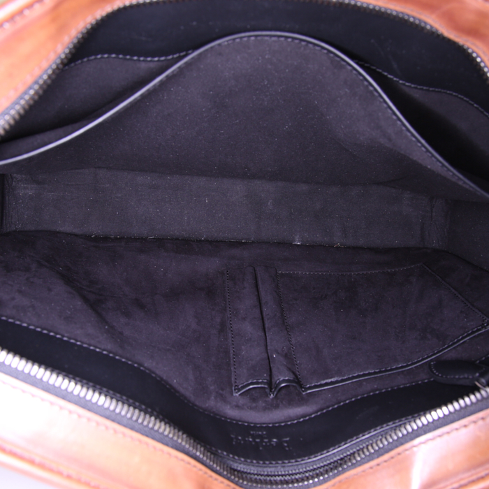 Berluti Un jour briefcase in brown leather - Detail D3