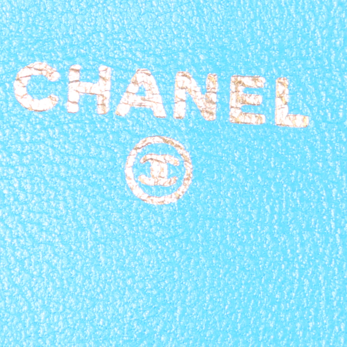 Borsa a tracolla Chanel Wallet on Chain in pelle blu a fiori - Detail D3