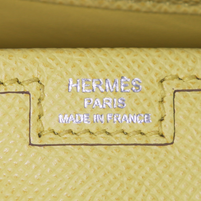 Pochette Hermes Jige in pelle Epsom giallo Soufre - Detail D3