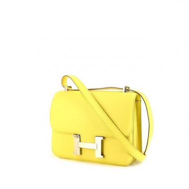 Sac bandoulière Hermes Constance en cuir epsom jaune Soufre