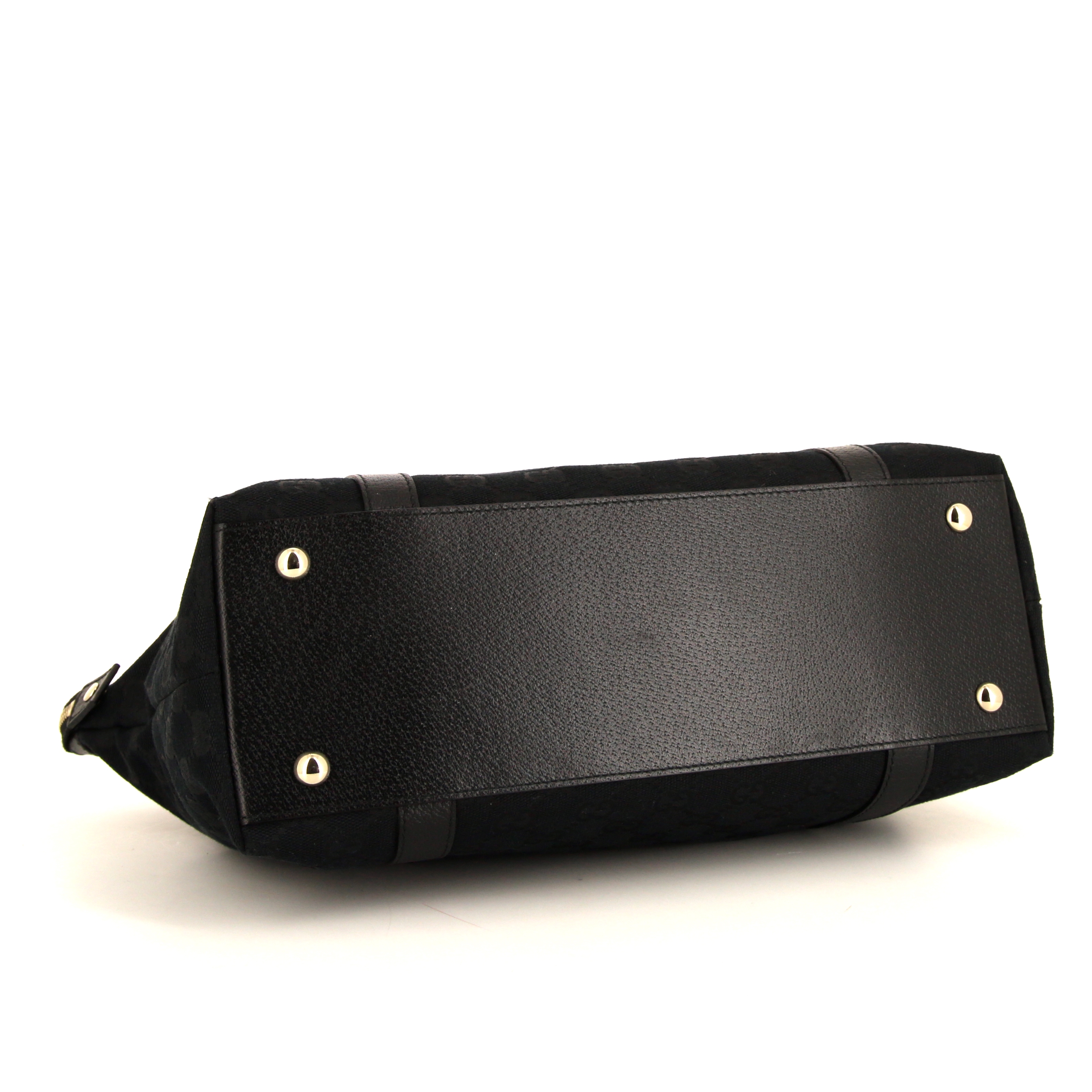 Gucci handbag in black monogram canvas and black leather - Detail D4