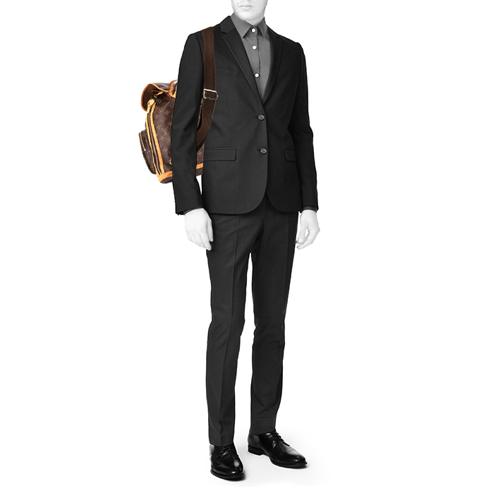 Mochila Louis Vuitton Bosphore Backpack en lona Monogram marrón y cuero natural - Detail D1