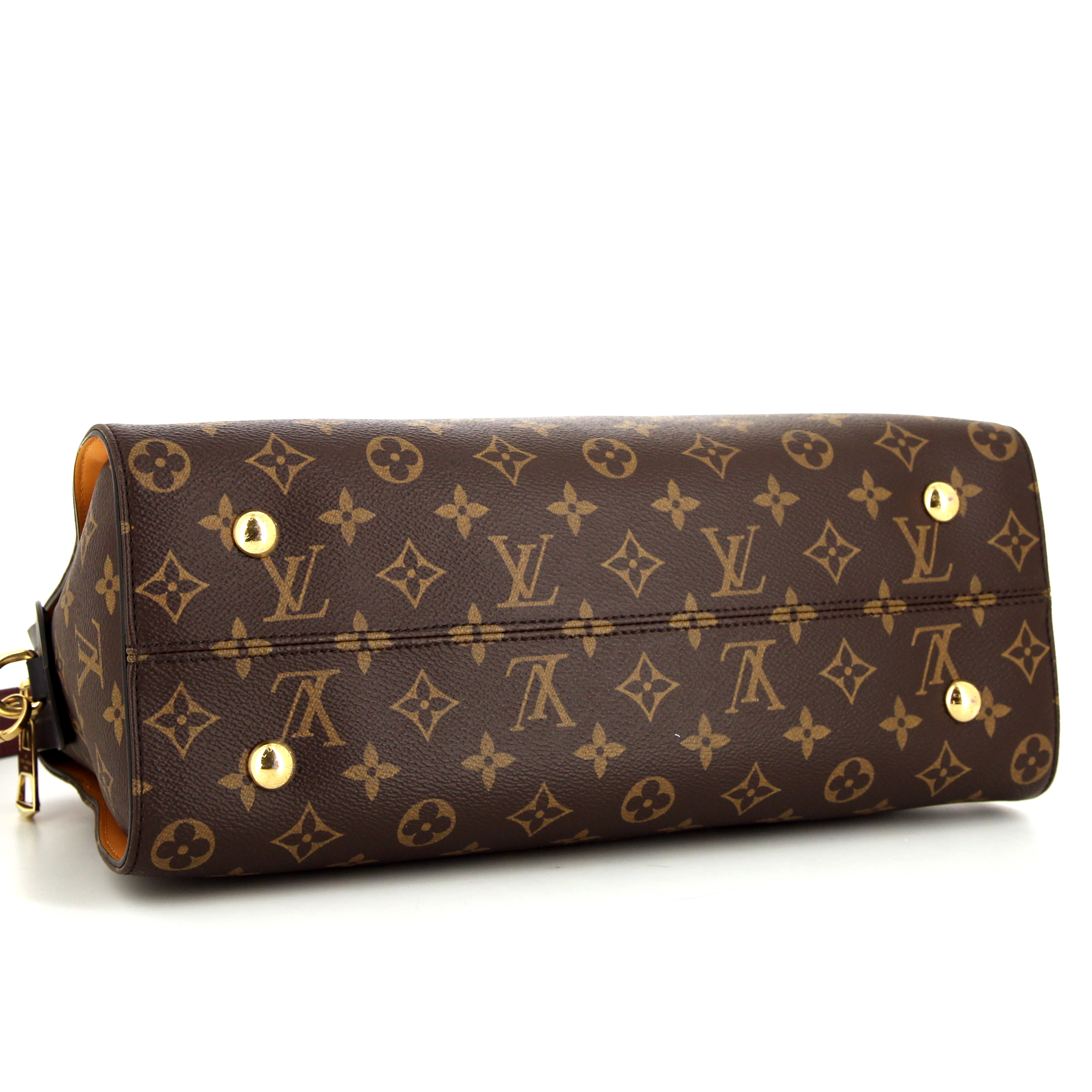 Louis Vuitton Tuileries handbag in brown monogram canvas and blue leather - Detail D5