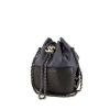 Bolso zurrón Chanel en cuero acolchado negro y cuero azul - 00pp thumbnail