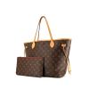 Shopping bag Louis Vuitton Neverfull modello medio in tela monogram marrone e pelle naturale - 00pp thumbnail