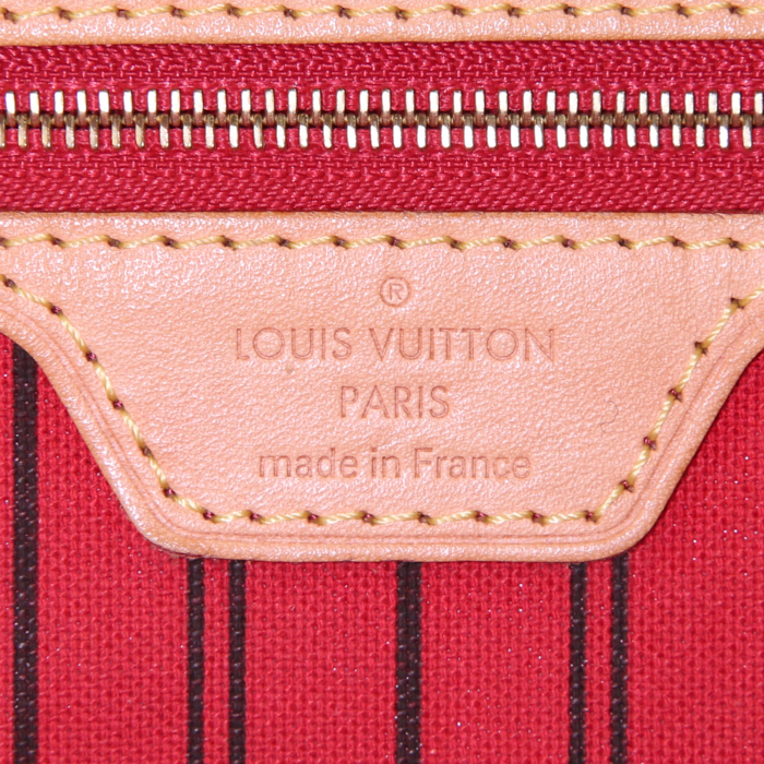 Louis Vuitton Neverfull medium model shopping bag in brown monogram canvas and natural leather - Detail D3