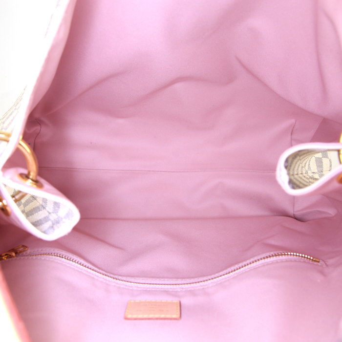 Sac cabas Louis Vuitton Graceful moyen modèle en toile damier azur et cuir naturel - Detail D2