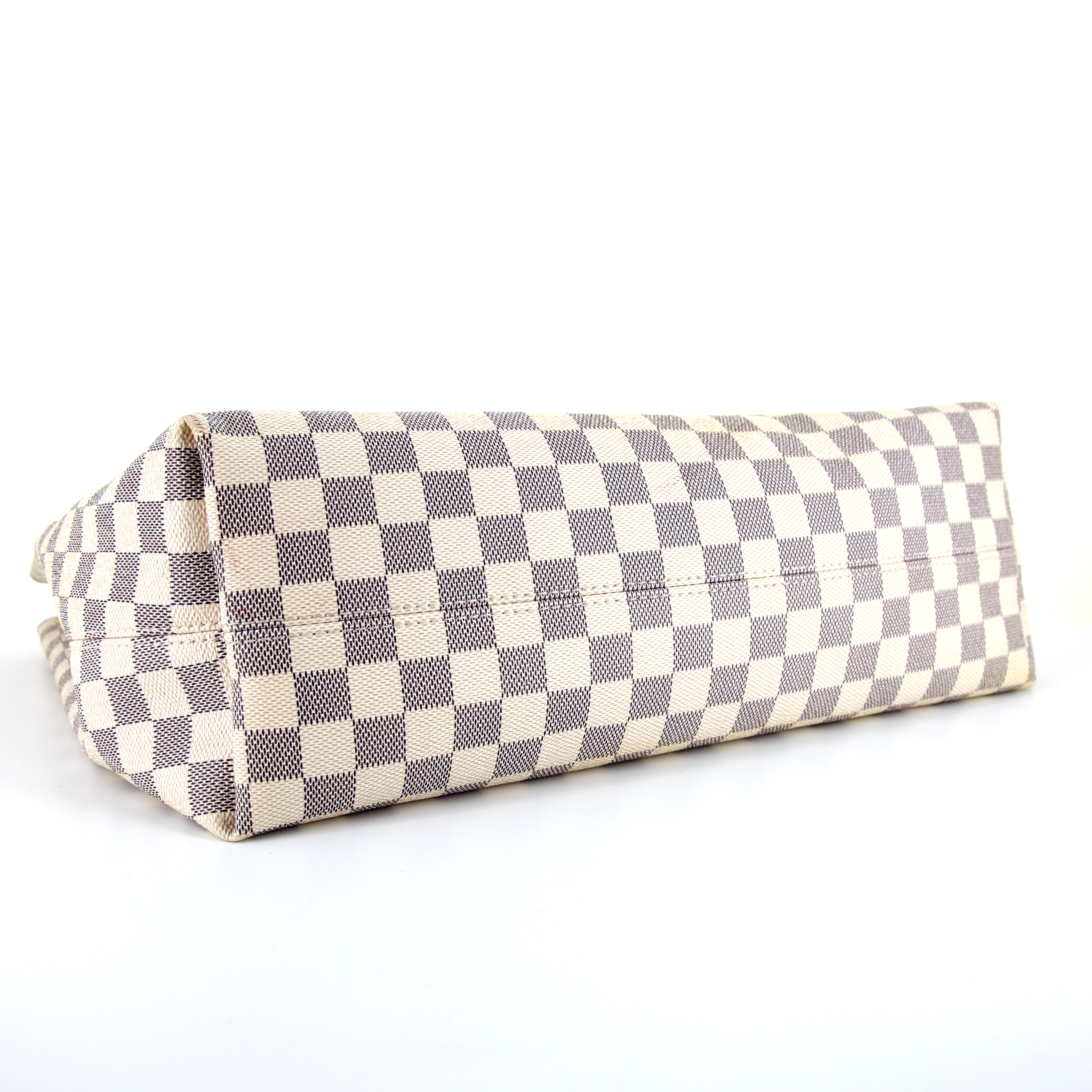 Sac cabas Louis Vuitton Graceful moyen modèle en toile damier azur et cuir naturel - Detail D4