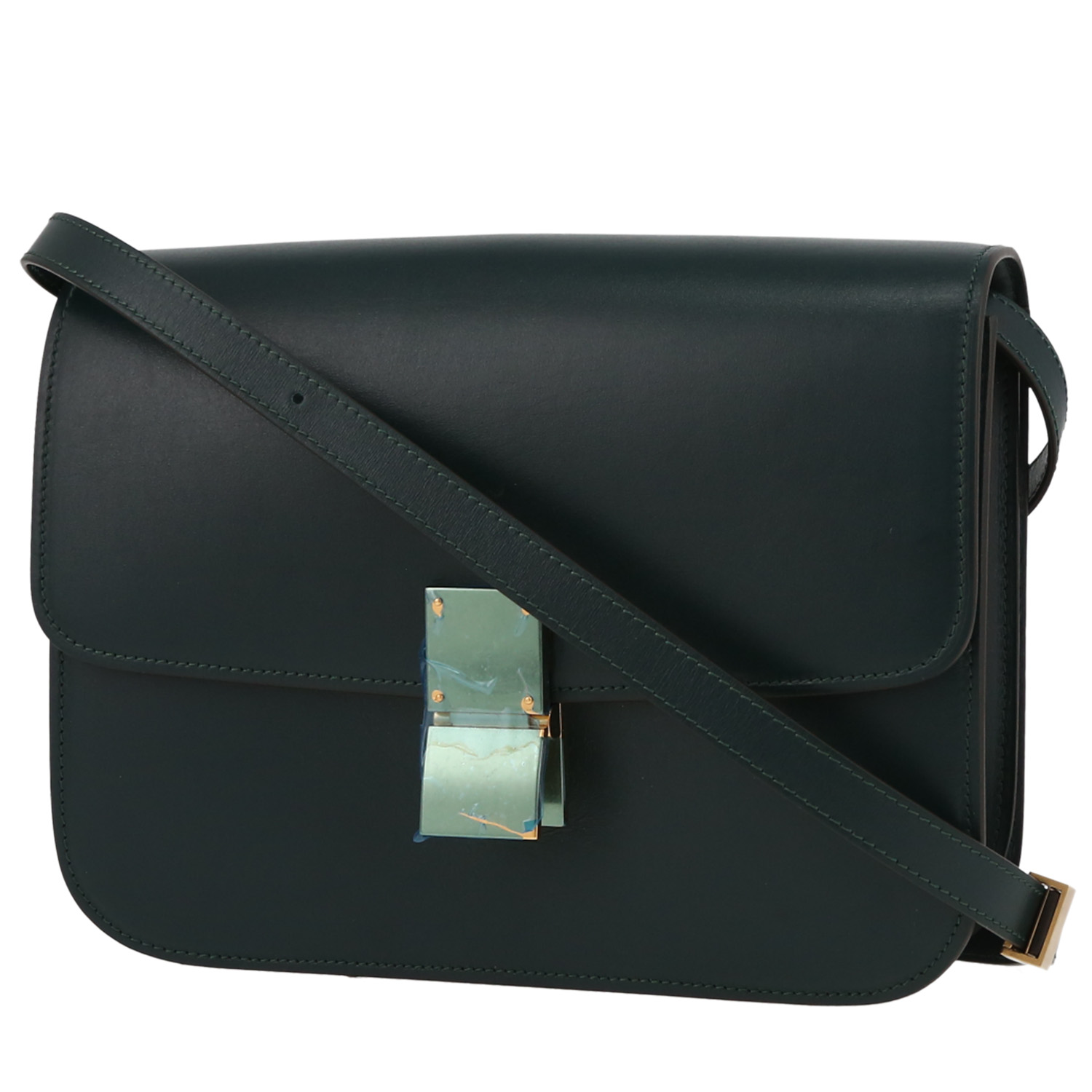  Classic Box Medium Model Shoulder Bag In Green Box Leather