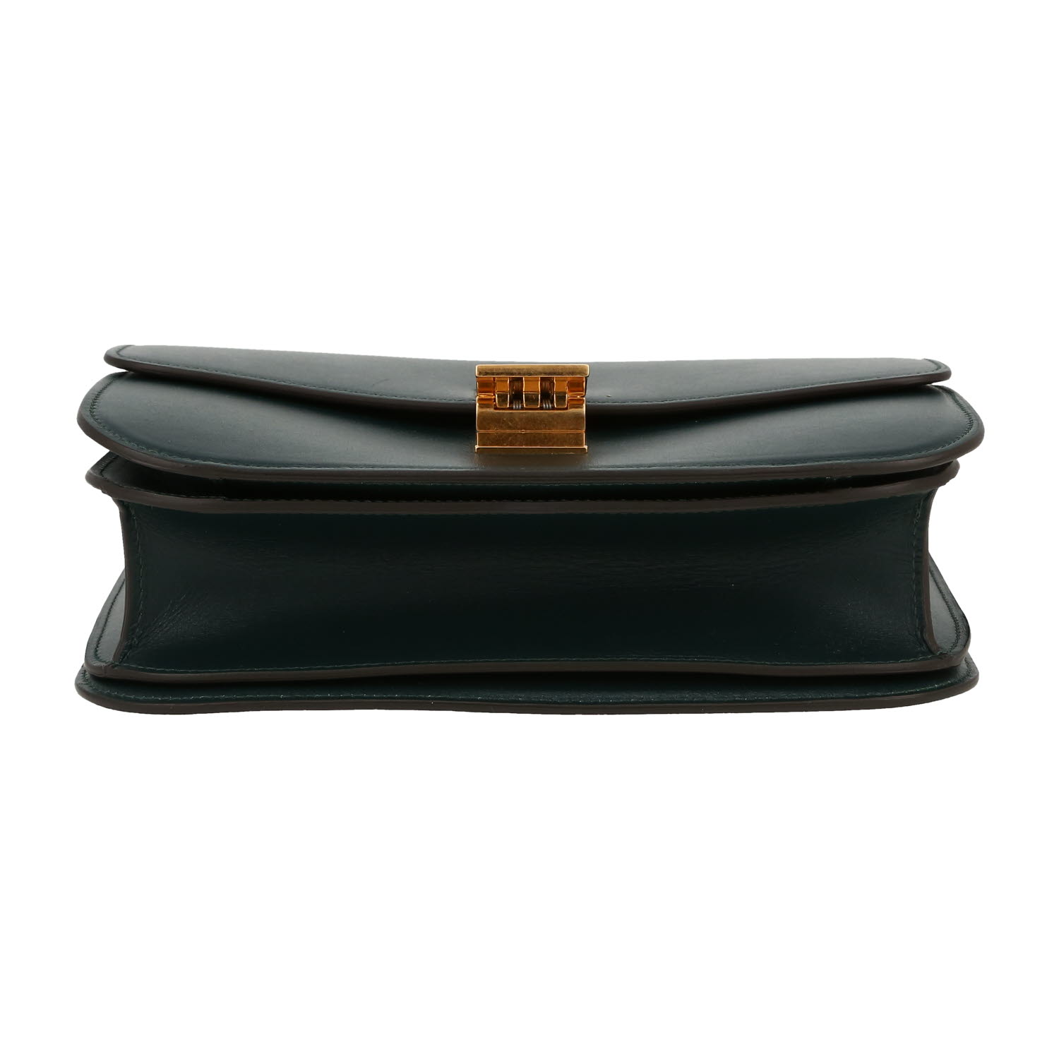 Céline Classic Box medium model shoulder bag in green box leather - Detail D1