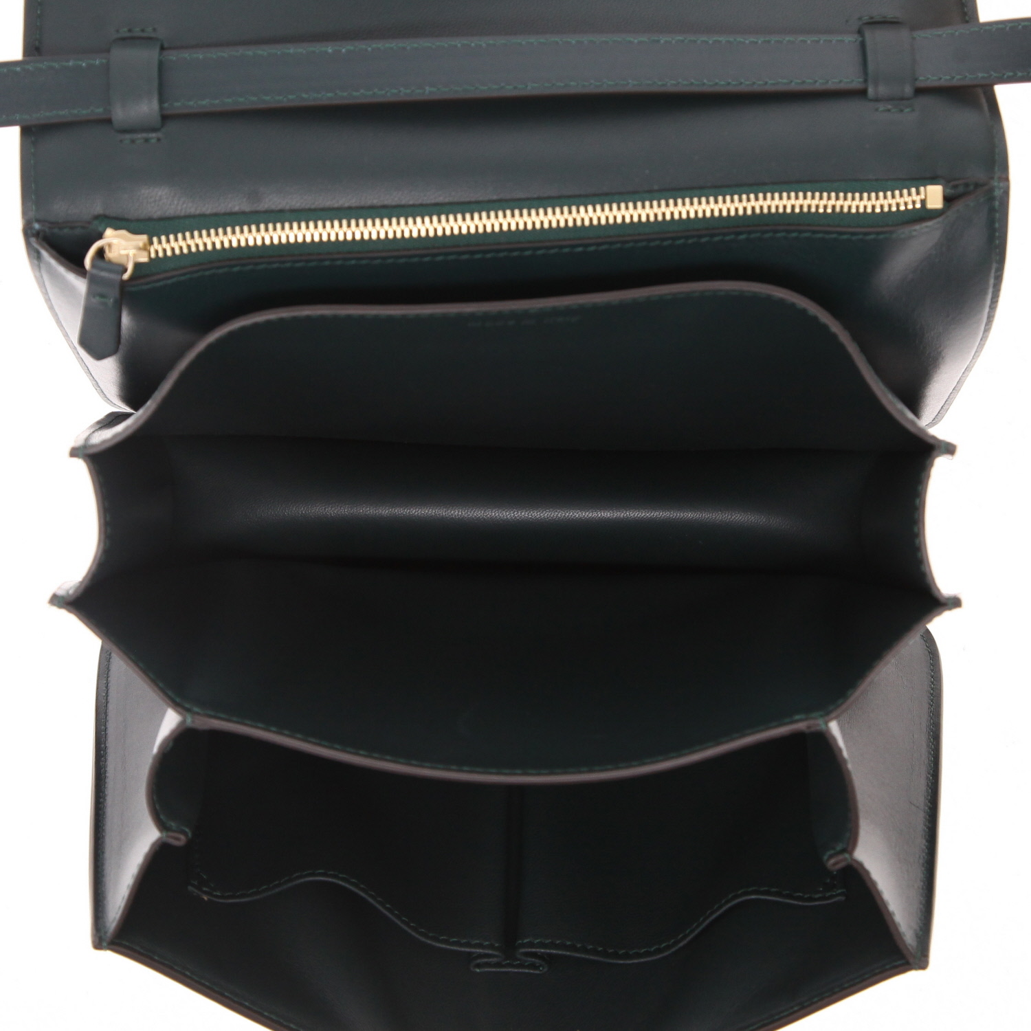 Céline Classic Box medium model shoulder bag in green box leather - Detail D3