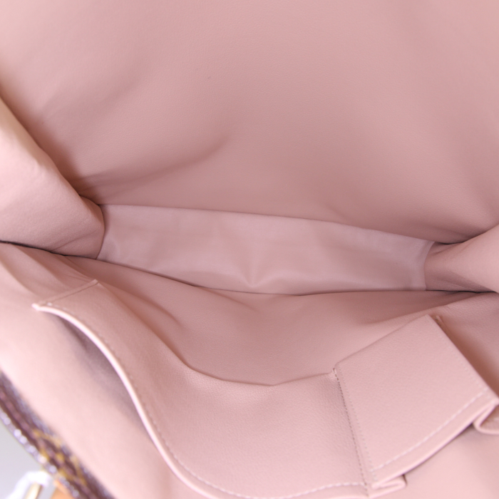 Shopping bag Louis Vuitton Louis Vuitton Sac Plat in tela monogram marrone e pelle naturale - Detail D2