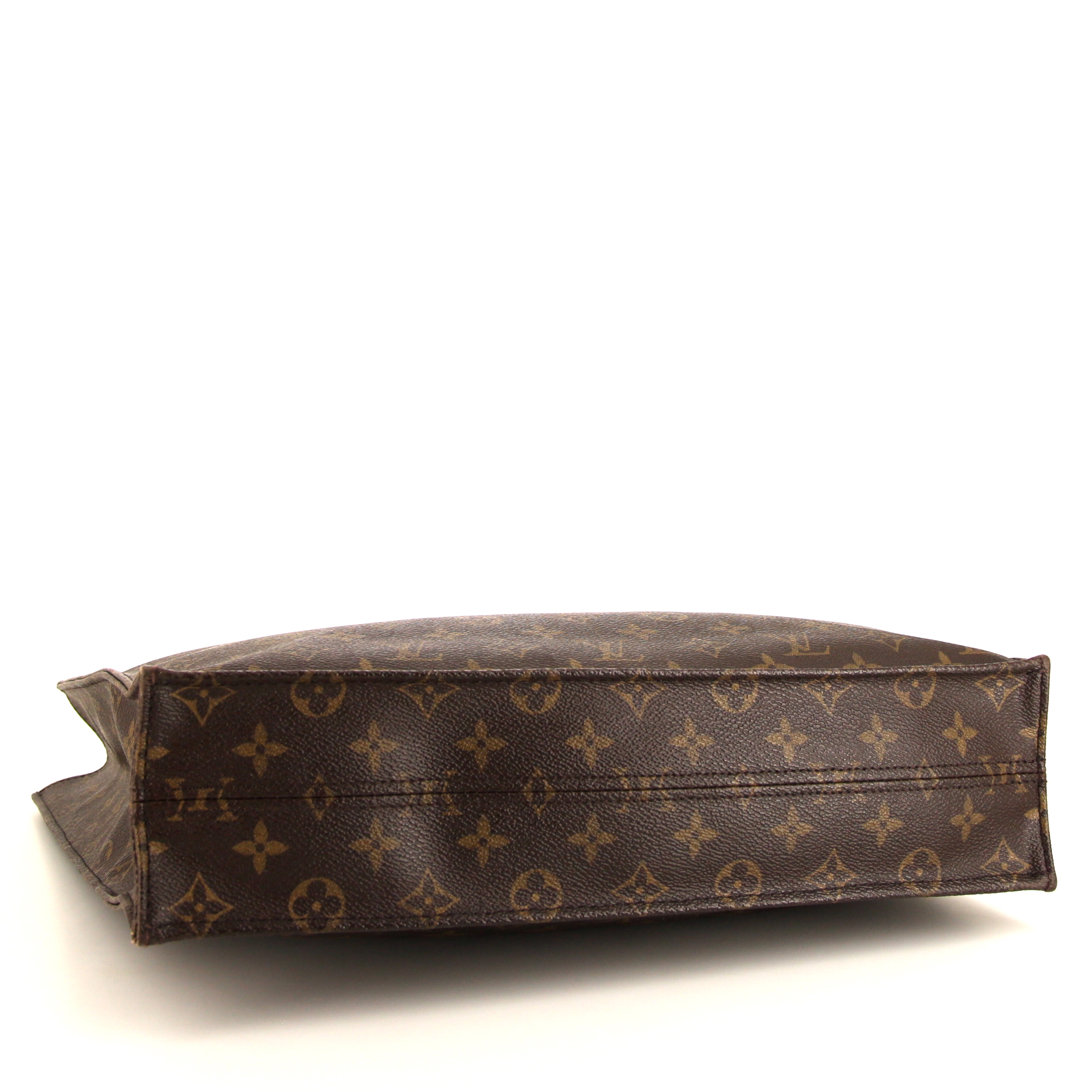 Sac cabas Louis Vuitton Louis Vuitton Sac Plat en toile monogram marron et cuir naturel - Detail D4