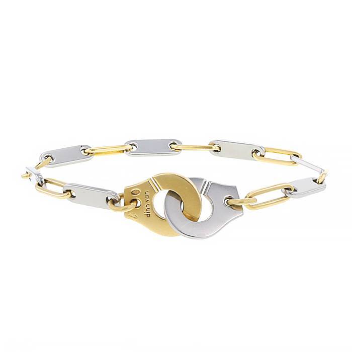 Menottes dinh van R12 bracelet in yellow gold on cord 3411065 - Lepage