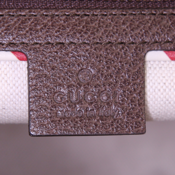 Gucci weekend bag in grey monogram canvas and brown leather - Detail D4