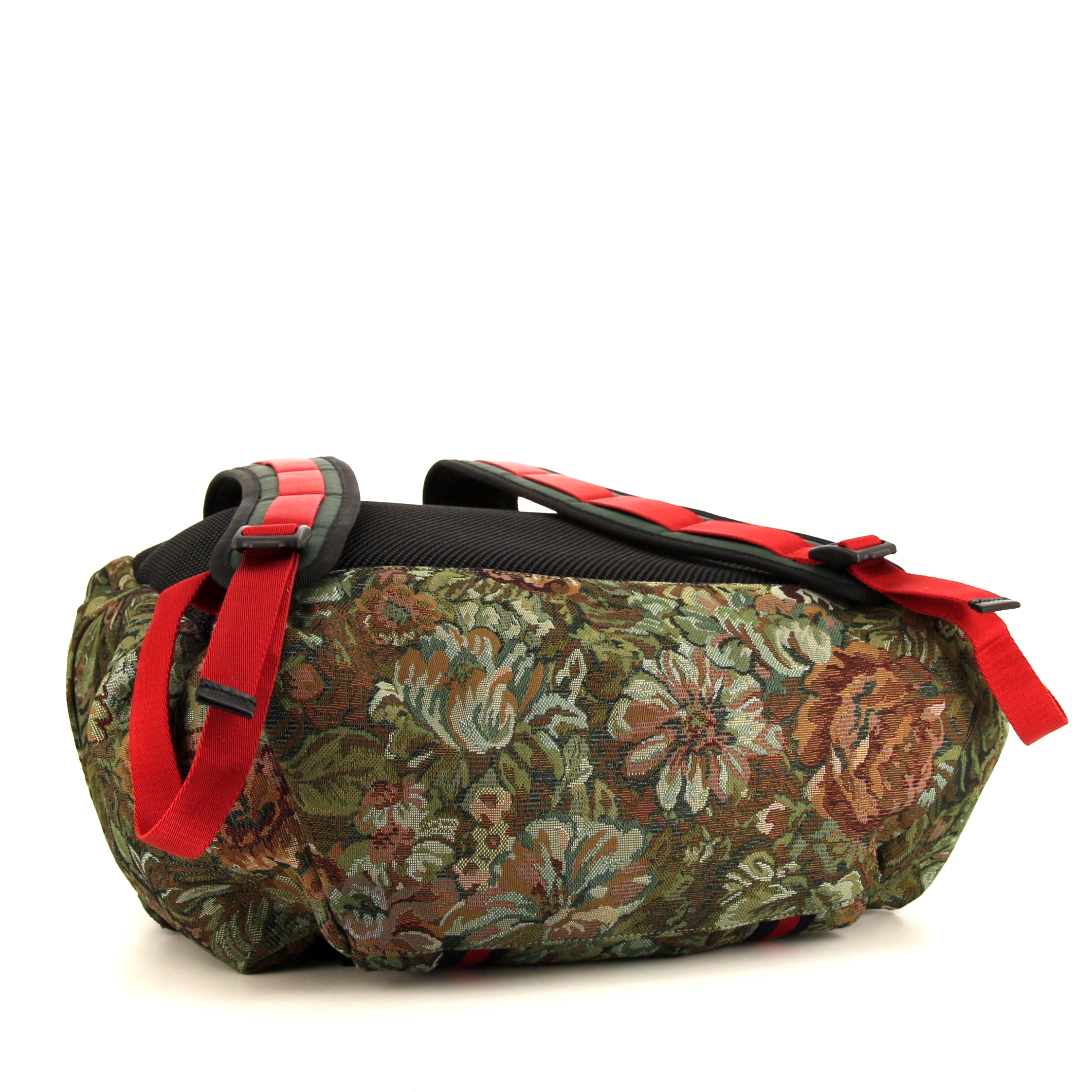 Zaino Gucci Techpack in tela verde e beige a fiori - Detail D4