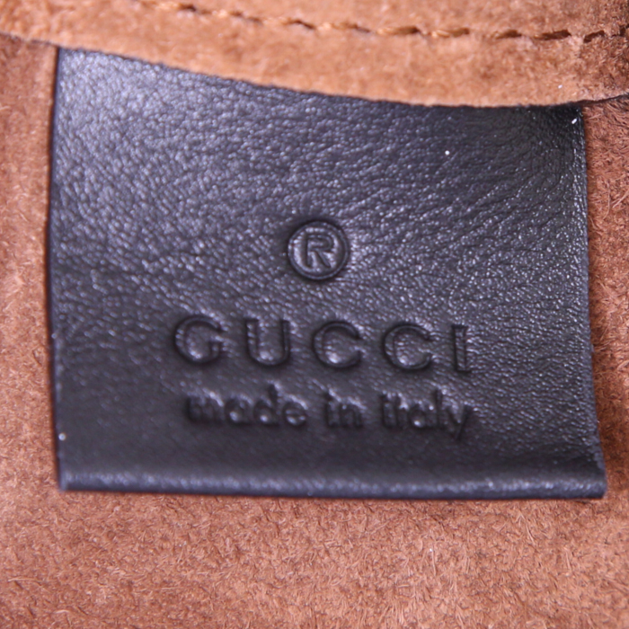 Gucci Ophidia shopping bag in brown suede and black patent leather - Detail D3