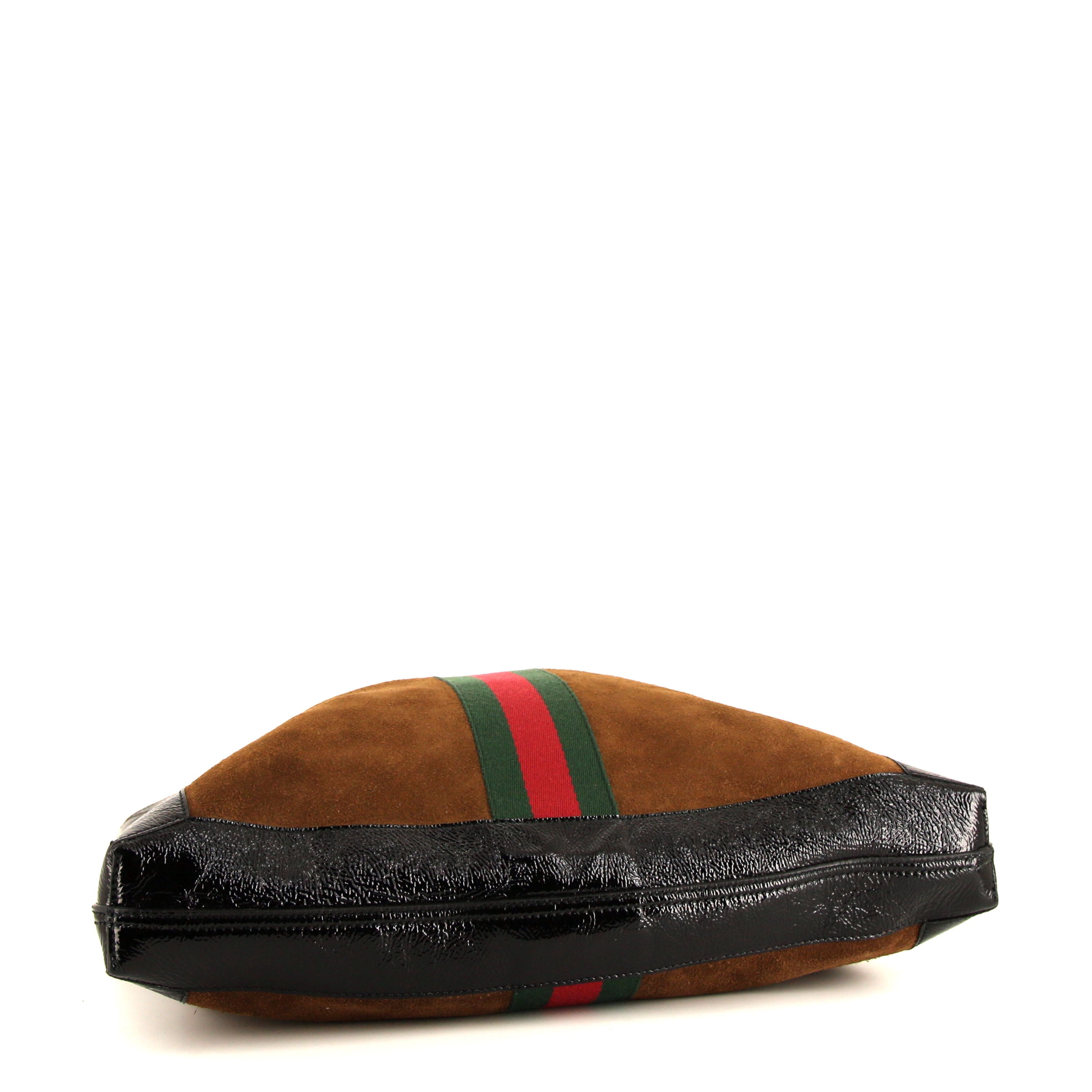 Gucci Ophidia shopping bag in brown suede and black patent leather - Detail D4