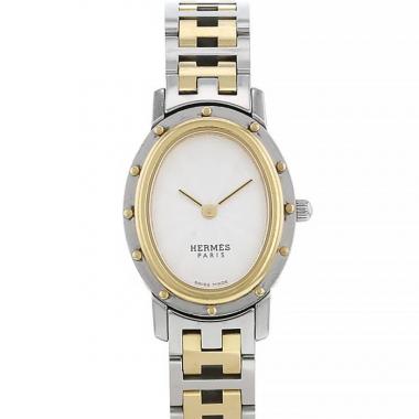 Reloj Hermes Clipper de acero y oro chapado Ref :  CC1.220 Circa  1990