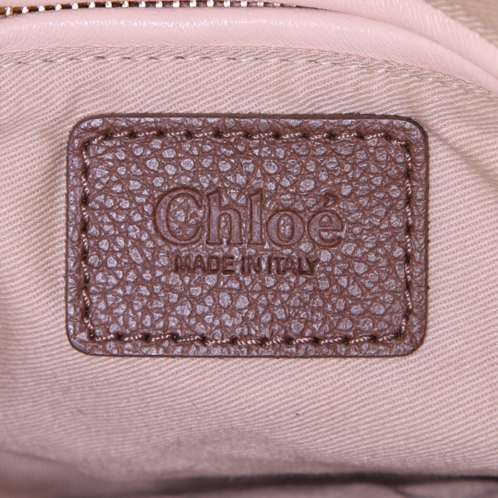 Sac à main Chloé Paraty en cuir grainé marron - Detail D4