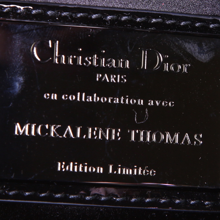 Dior Lady Dior Edition limitée Mickalene Thomas medium model handbag in black, yellow and green canvas - Detail D4