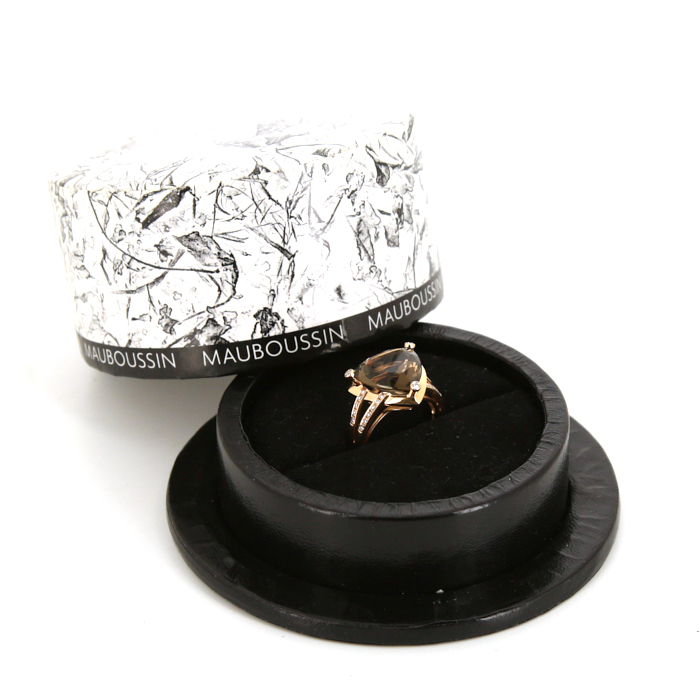 Bague Mauboussin Mes Couleurs à Toi en or rose et diamants et en quartz fumé - Detail D2