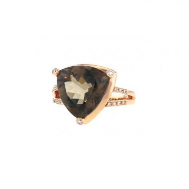 Mauboussin Mes Couleurs à Toi ring in pink gold and diamonds and in smoked quartz