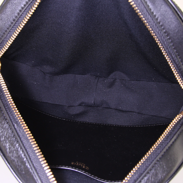 Bolso bandolera Celine en cuero acolchado negro y cuero liso negro - Detail D2