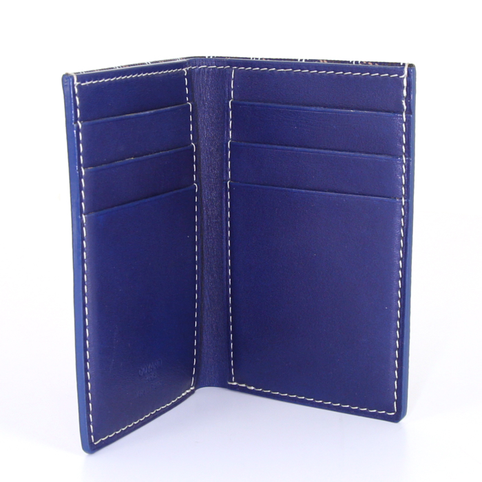 Porte-cartes Goyard en toile Goyardine bleue et cuir bleu - Detail D1