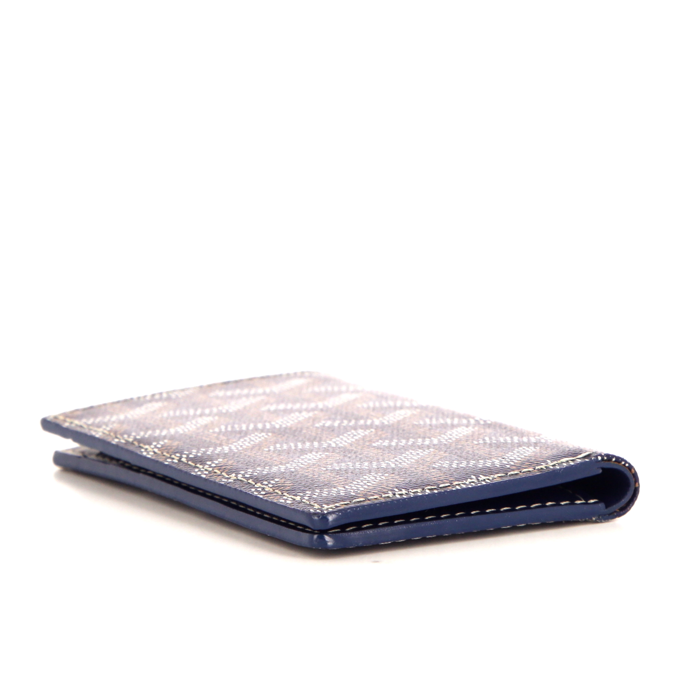 Goyard card wallet in blue Goyard canvas and blue leather - Detail D3