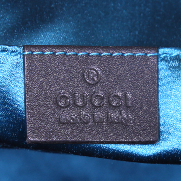 Borsa a tracolla Gucci Ophidia in tessuto scamosciato rosso e pelle verniciata nera - Detail D3