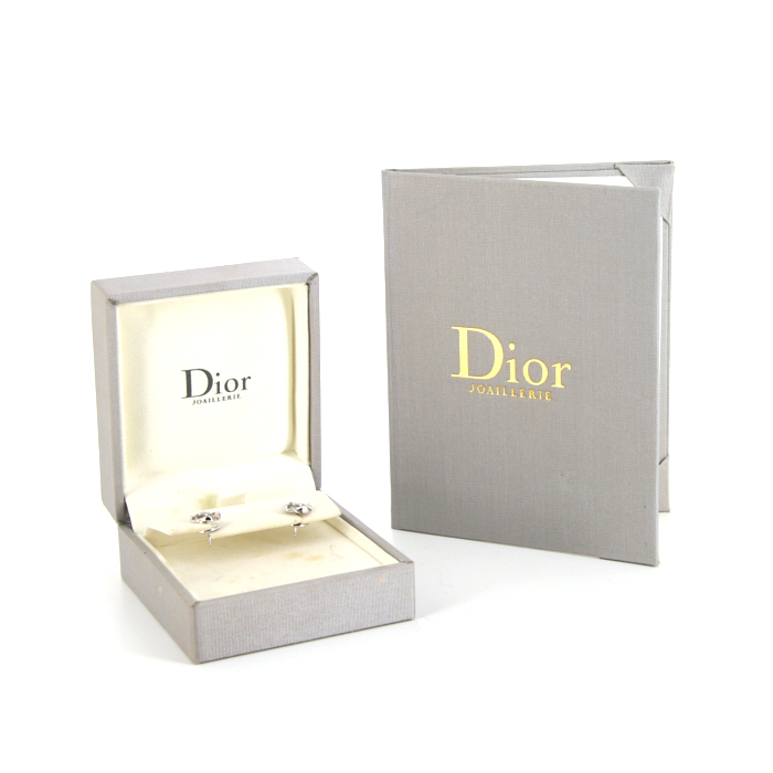 Orecchini a bottone Dior My Dior in oro bianco e diamanti - Detail D2