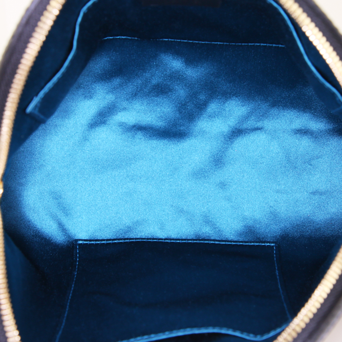 Borsa a tracolla Gucci Ophidia in tessuto scamosciato marrone e pelle verniciata nera - Detail D2