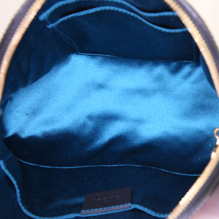 Borsa a tracolla Gucci Ophidia in tessuto scamosciato rosso e pelle verniciata nera - Detail D2