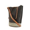 Loewe Bucket handbag in black leather and beige raphia - 00pp thumbnail