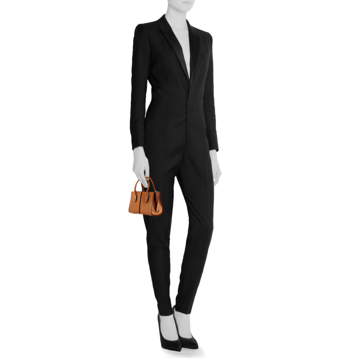 Borsa a tracolla Tod's Holly mini in pelle marrone - Detail D1