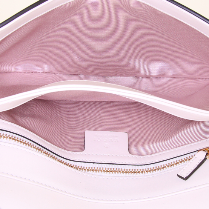 Gucci Double G shoulder bag in white leather - Detail D2