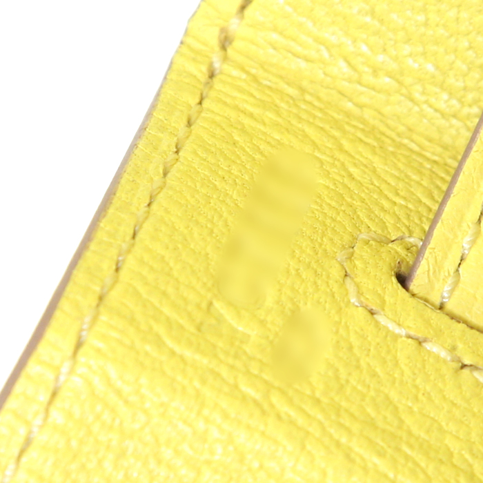 Sac à main Hermes Kelly 28 cm en cuir Evergrain jaune Lime - Detail D5
