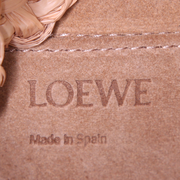Loewe Gate shoulder bag in black leather and natural raphia - Detail D3