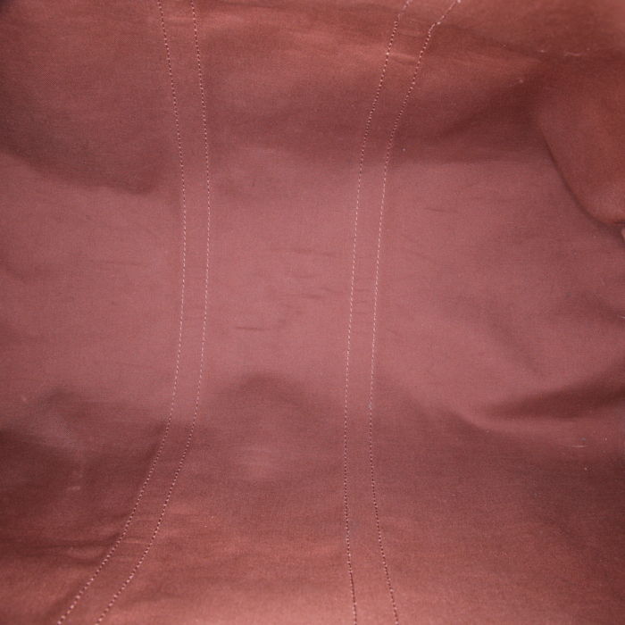 Borsa da viaggio Louis Vuitton Keepall 55 cm in tela monogram marrone e pelle naturale - Detail D2