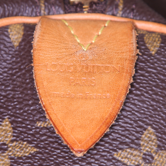 Louis Vuitton Keepall 55 cm travel bag in brown monogram canvas and natural leather - Detail D3